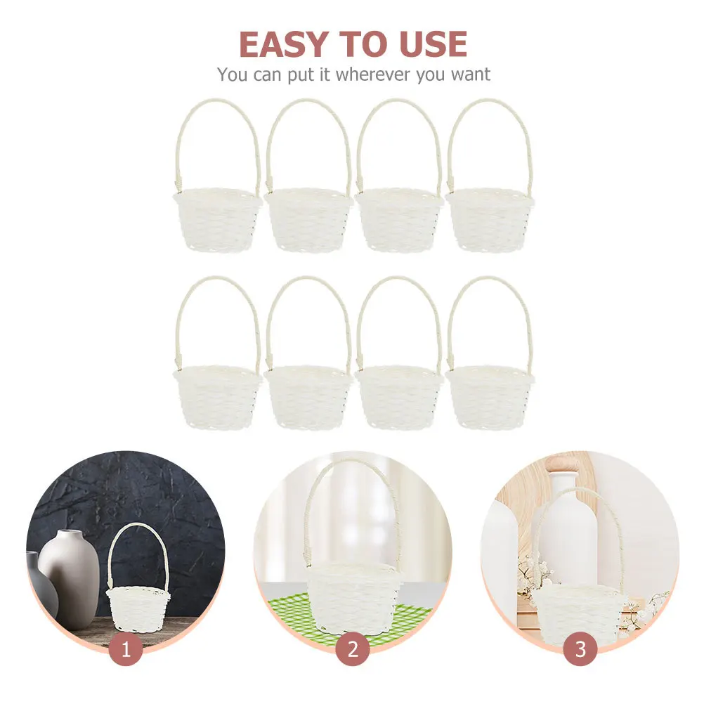 

8pcs Hand Woven Storage Baskets Bamboo Fruit Basket Multi-Functional Desktop Decor Container For Home Organization Small Plastic