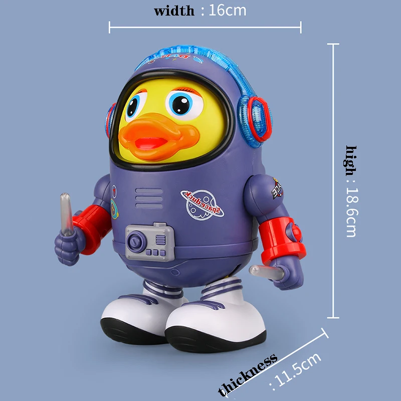 Children\'s Space Duck Dancing Robot with Light Music Cartoon Funny Walking Musical Educational Toys Christmas Gifts for Boy Girl