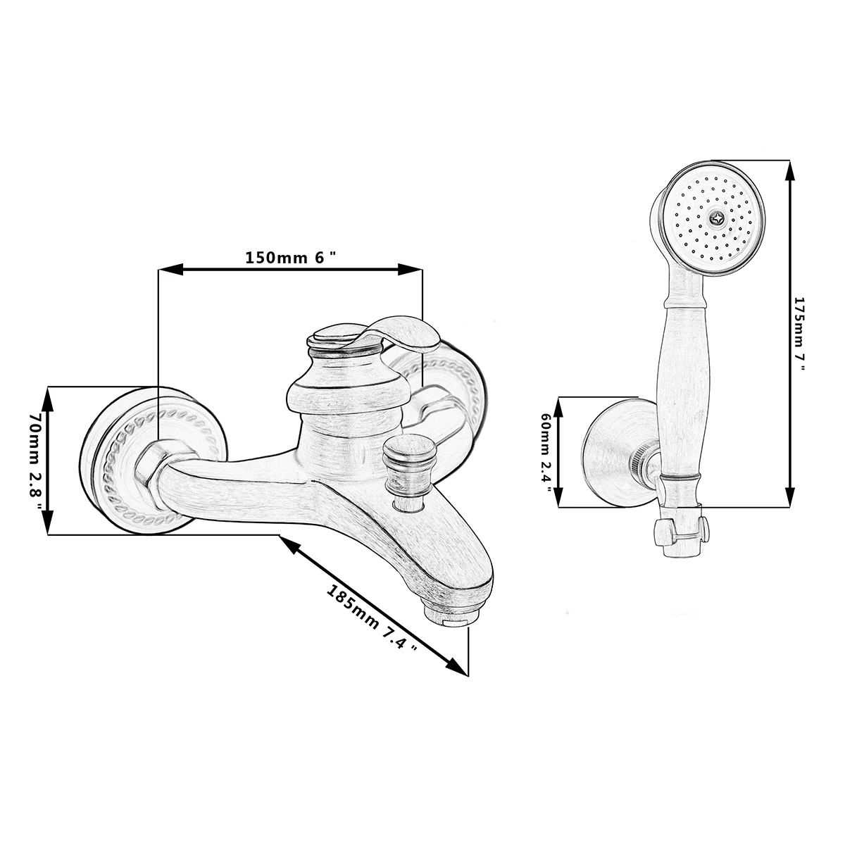 KEMAIDI European Style Antique Shower Set Bathroom Wall Mounted Copper Brass Shower Faucet Elegant Bathtub Shower Crane
