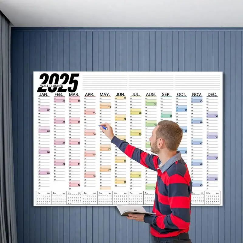 2025 calendário de parede anual planejador escolar anual decoração de casa acessórios de mesa planejador de programação de casa de janeiro de 2025 a dezembro