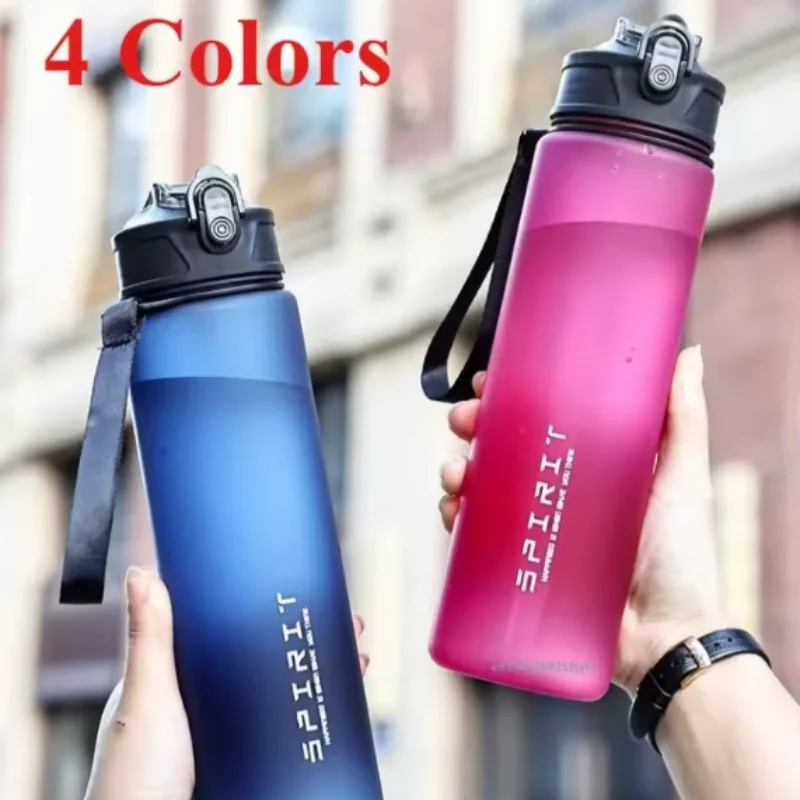 

750ML Leak-Proof Sports Water Bottle with Straw and Carrying Loop BPA-Free Portable Mug with Seal Lid for Fitness Camping