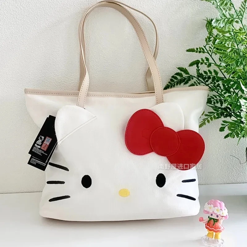 Sanrio Kulomi Hellokitty Tote bag large Capacity Canvas bag female cute cartoon portable Shoulder bag y2k Valentine\'s Day Gift