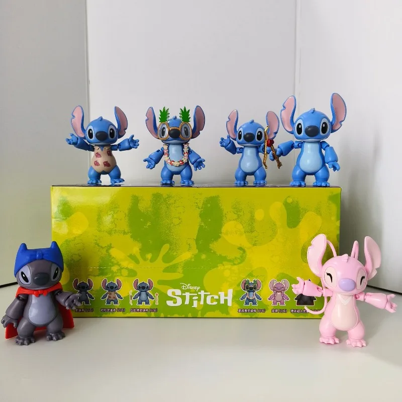 Miniso New Stitch Assembled Building Block Doll Ornament Movable Model Building Block Man Lilo & Stitch Desktop Ornament