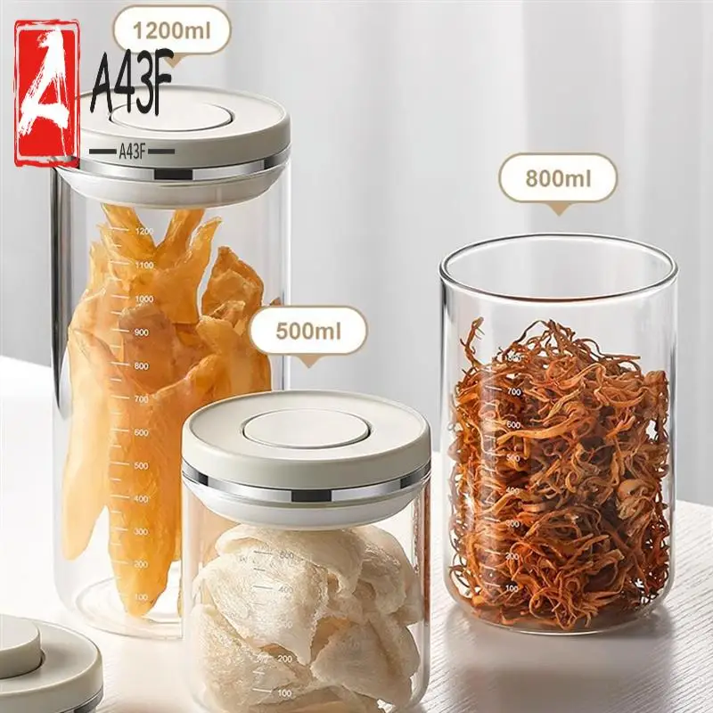 

A43F-Press-Type Sealed Tank High Borosilicate Glass Storage Tank Airtight Round Canister Set
