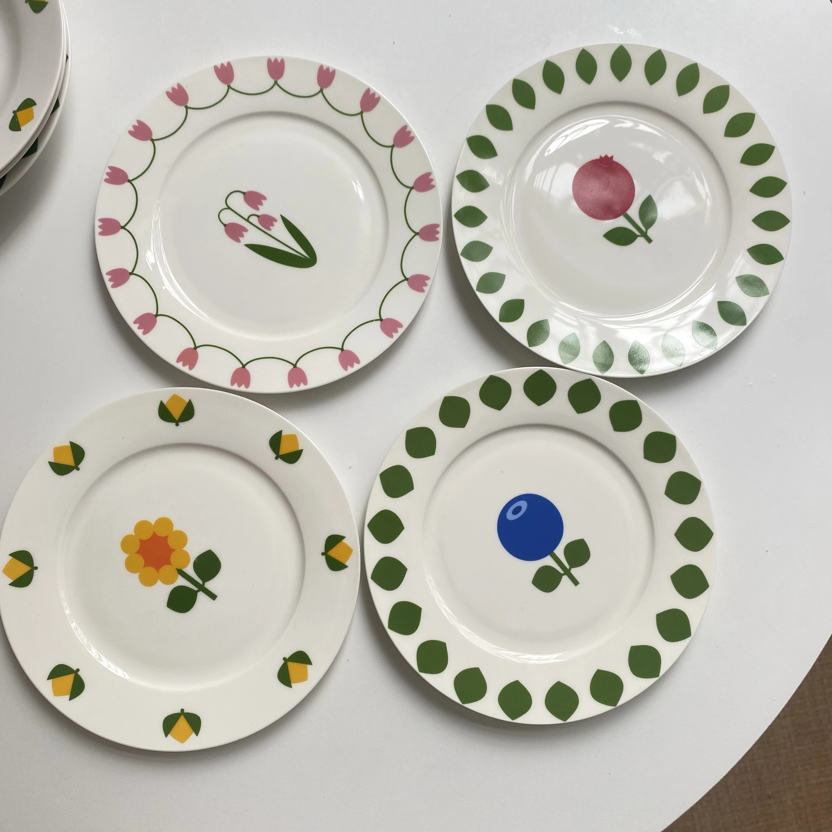 

Nordic hand-painted flower and fruit ceramic plate 8 inch deep plate plant board household flat dessert board exquisite