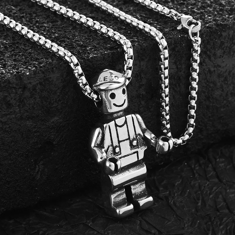

Cool and fashionable hip-hop robot titanium steel necklace, a personalized and stylish couple necklace for men
