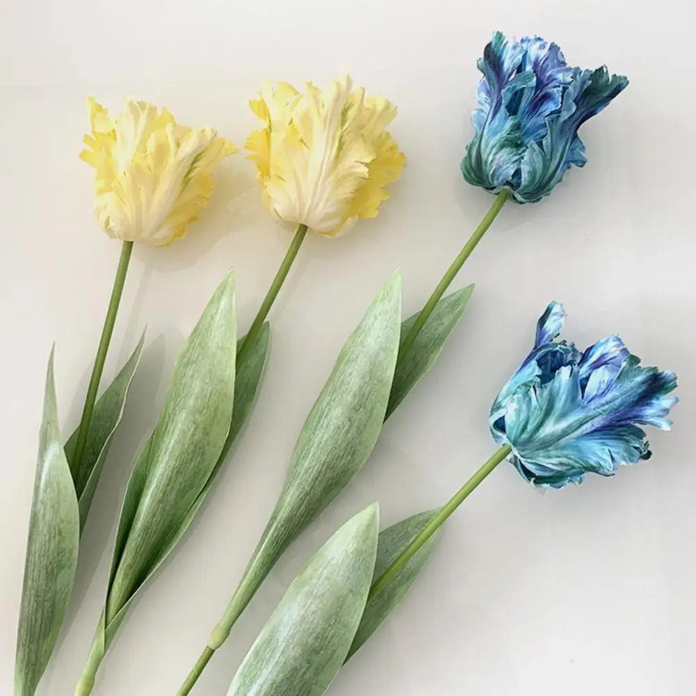 1Pc Pretty Artificial Blossom  Bendable 68cm Fake Blossom  3D Parrot Tulip Vibrant Simulation Flower