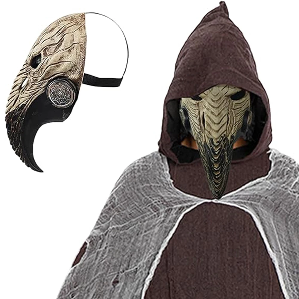 Gothic Black Death Plague Doctor Mask Halloween Party Cosplay Steampunk Bird Beak Mask Scary Costume Long Nose Crow Beak Masks