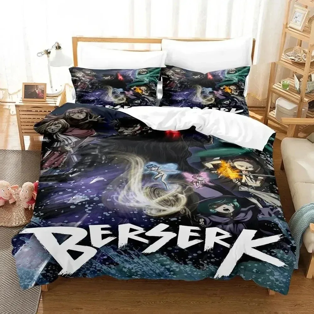 3D Print Anime Berserk Logo Bedding Set 3D Printed Suitable for Bedroom Duvet Cover Set With Pillowcases Kids Home Textile