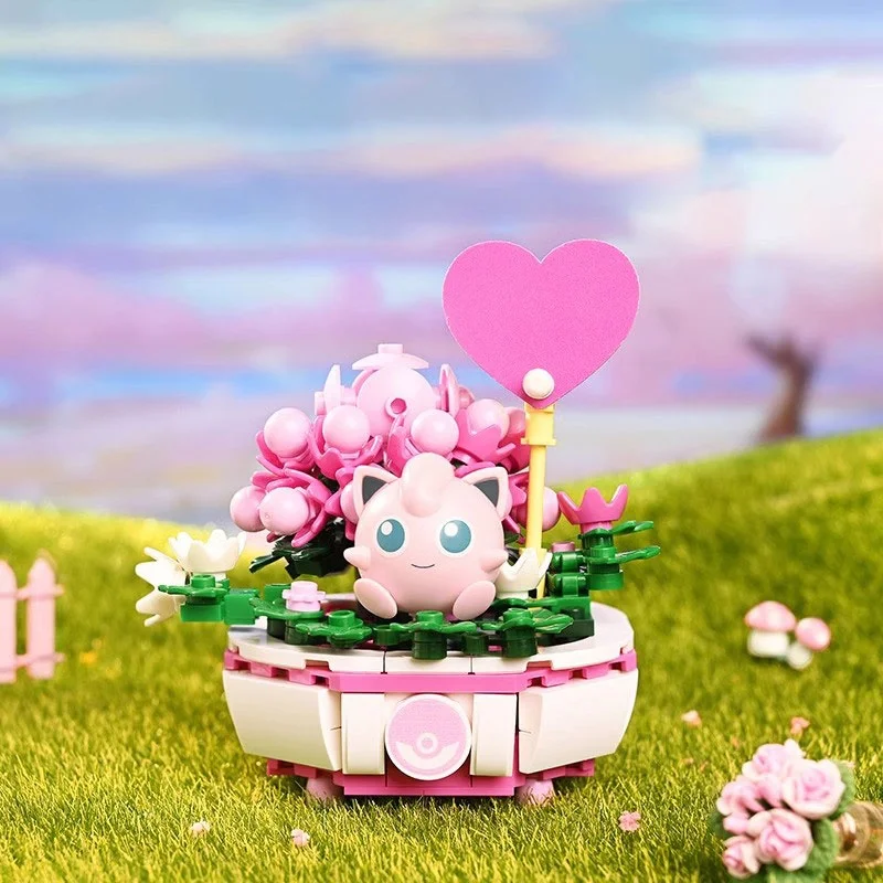 Keeppley bonsai geassembleerde speelgoedbeeldjes, Pikachu, Little Fire Dragon en Squirtle-modelornamenten, speelgoedcadeaus voor kinderen