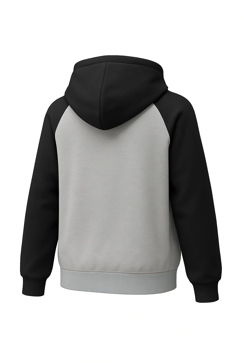Black and gray color blocked hooded zipper with raglan sleeves, loose cardigan, versatile casual jacket for spring and autumn