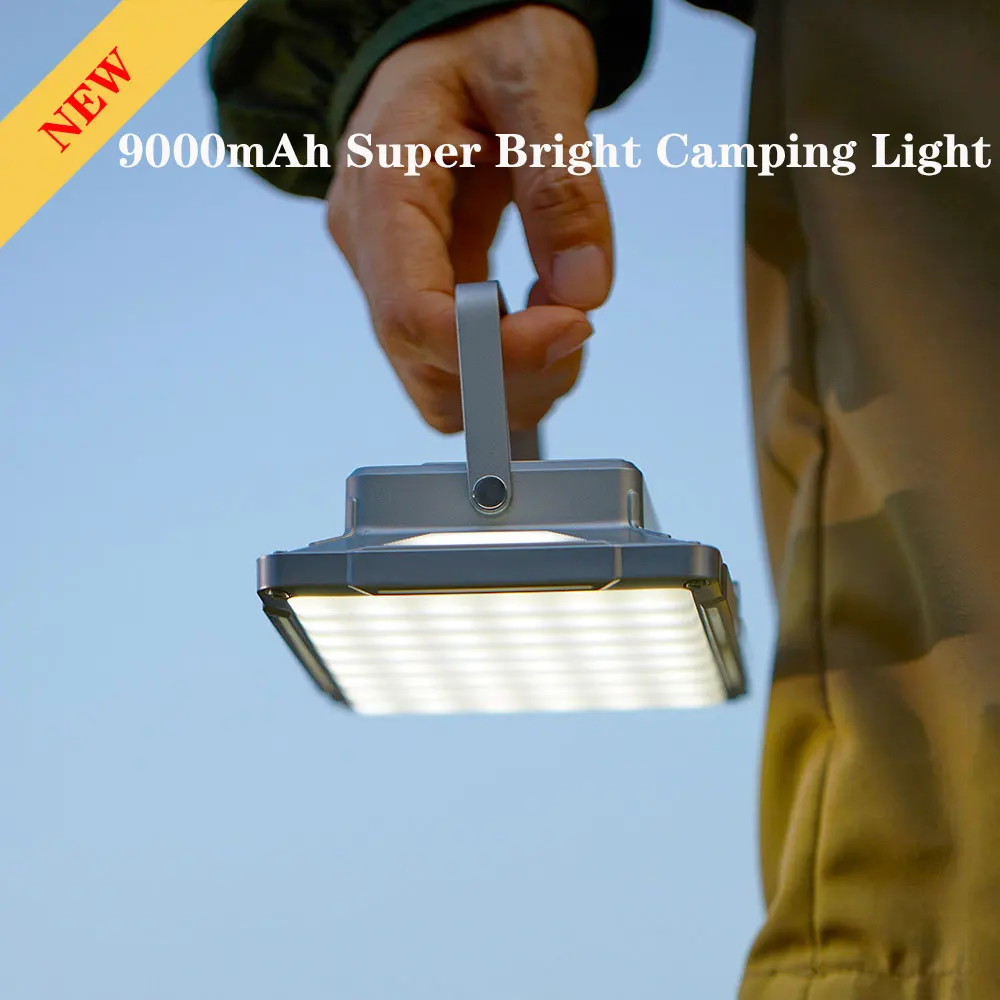 9000mAh USB Rechargeable Camping Light Portable Outdoor Camping Lantern Emergency Light Hanging Tent Bulb Powerful Work Lamp
