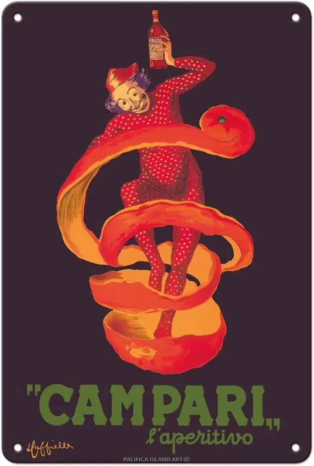 Pacifica Island Art Campari L’Aperitivo (Campari Aperitif) - Clown Wrapped in Orange Peel - Vintage Advertising Poster by Leonet