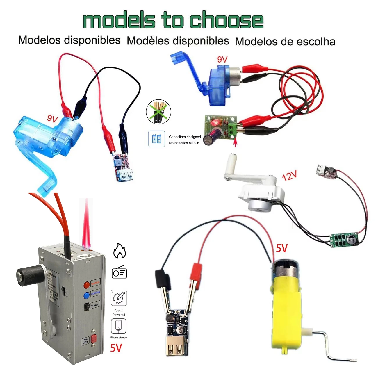 Hand Crank Motor Gear Generator Kit Survival Power Bank Emergency USB Charger