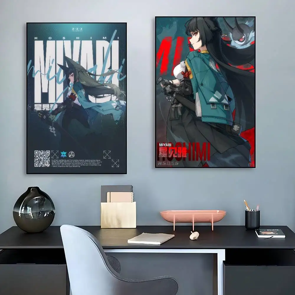 Hoshimi Miyabi Z-Zenless Zone Zero  Whitepaper Poster Waterproof Paper Sticker Coffee House Bar Aesthetic Art Wall Painting