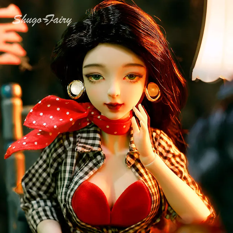 Bjd Pop 1/4 Rosetti Retro Hong Kong Vrouwelijke Stijl Joan Body Grote Borst Hars Ball Jointed Dolls Speelgoed voor Meisjes Fullset Shugafairy