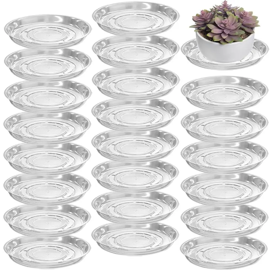 

Packs 18 ExtraLarge Clear Plant Saucers for Indoor Outdoor Use Heavy Duty Plastic Plant Trays for Planter Bulk Flower Pot Drip T