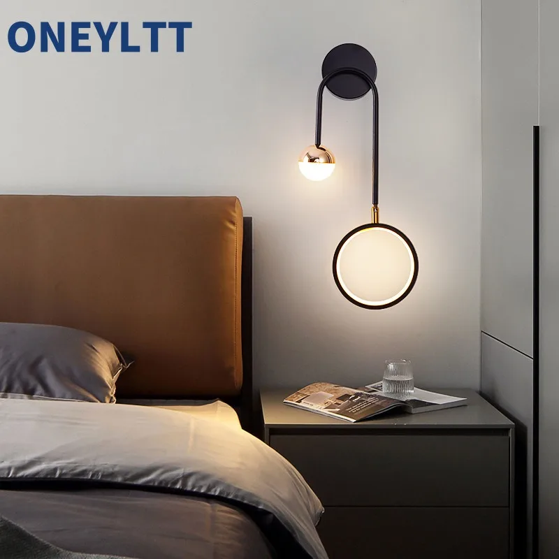 

2PCS LED wall lamp Nordic bedside lamp Master bedroom modern minimalist living room background wall lighting Hotel aisle light