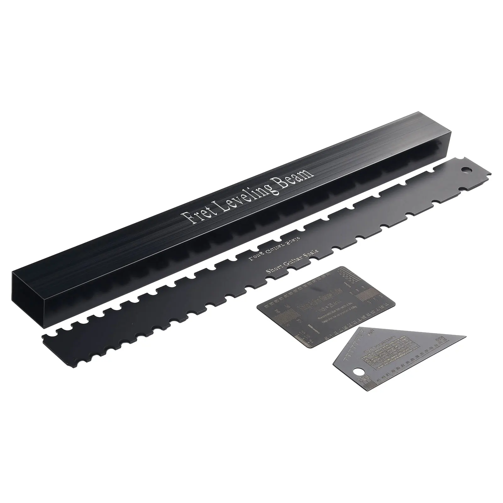 4Pcs Luthier Tools Guitar Neck Straight Edge Fret Leveling Beam Ruler Kit Set Stainless Steel Guitar Luthier Tools Black