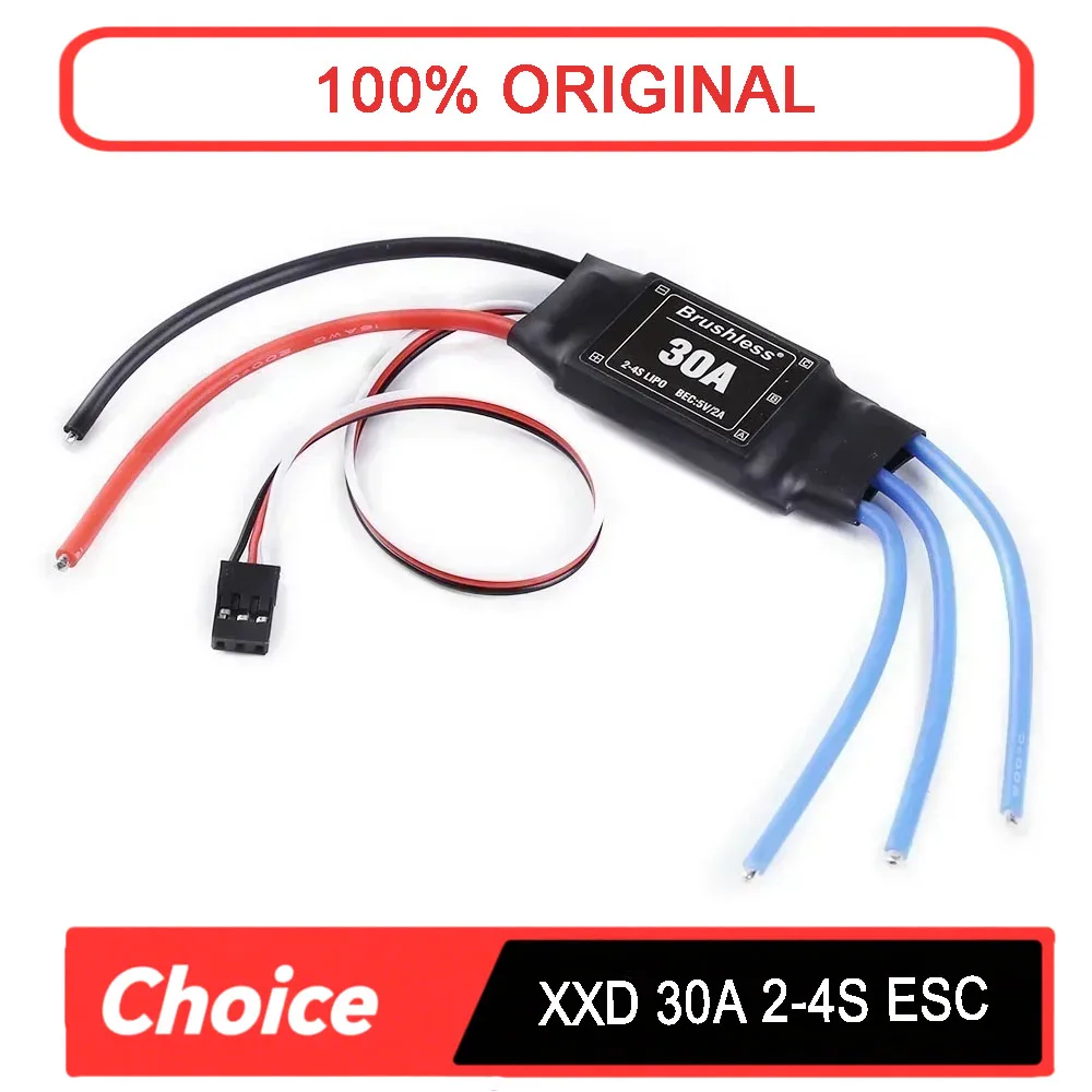 

XXD 30A 2-4S Brushless Motor ESC Speed Controller with RC BEC for T-rex 450 V2 Helicopter Boat FPV F450 Mini Quadcopter Drone
