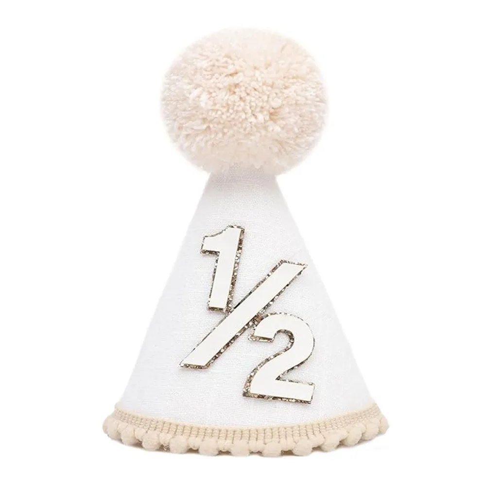 Sweet Birthday Hat Handcrafted Pom Pom Neutral Color Pom Pom Birthday Hat Princess Birthday Hat Birthday Celebration