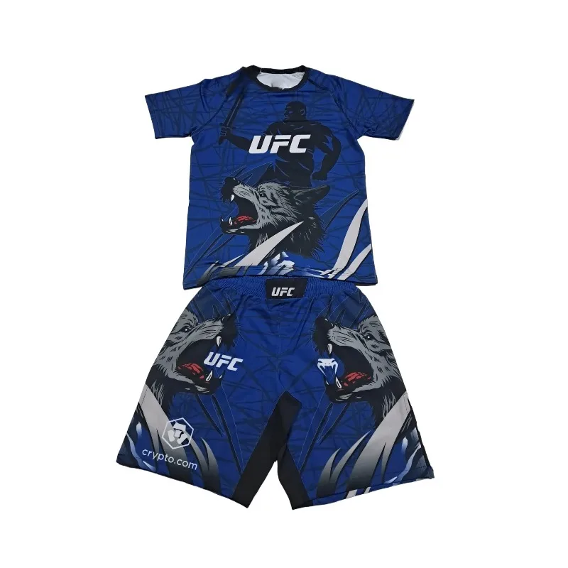 

UFC Khamzat Chimaev MMA Boxing Match T-shirt and Shorts Men's Breathable Quick-drying Sweatshirt Running Sweat-absorbing Setmoto