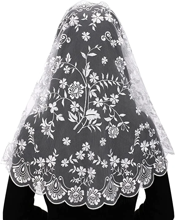 Imagem -02 - Bordado Artesanato Espanhol Laço Capela Cachecol Mantilla Mulher Cabeça Cobrindo Véu Católico