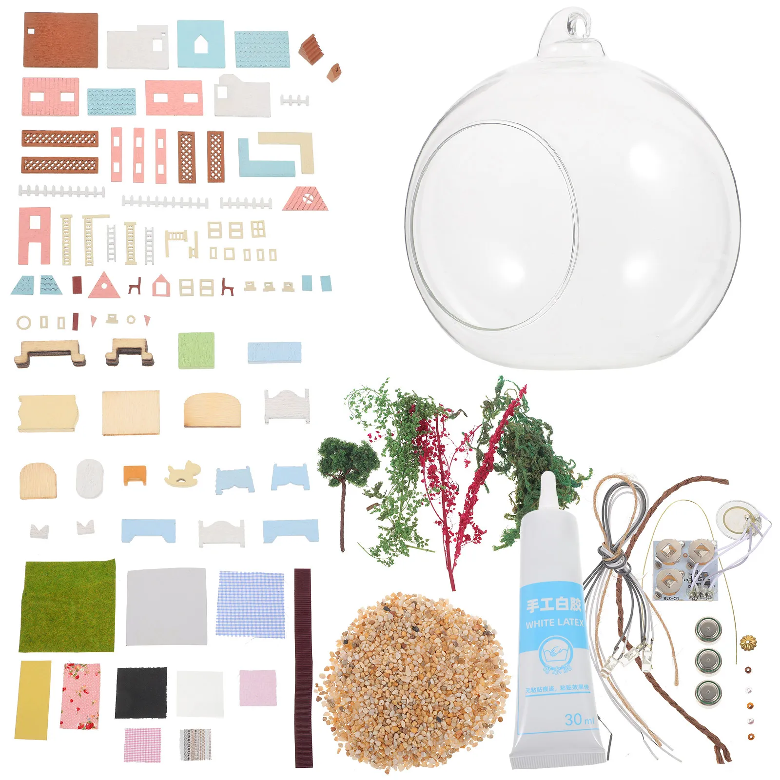 Kit di Montaggio Fai-da-Te per Mini Casa in Vetro, Artigianato Non Finito per Divertimento in Famiglia, Gioco Educativo per Bambini, Regalo per le Vacanze