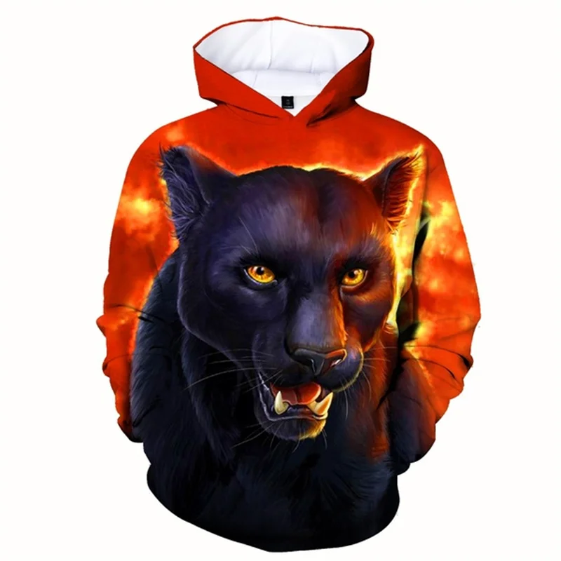 Black Leopard Graphics Hoodie Animal Beast 3d Printed Men Hot Sale Sweatshirt Fashion Pullover Outdoor Street Hoodies Clothing