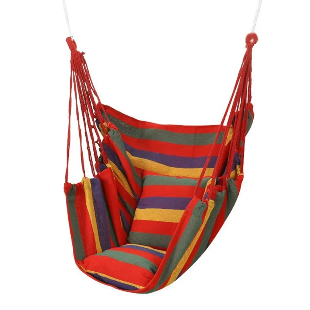 Canvas Hanging Hammock Chair Hanging Rope Swing Bed 200KG Load Bearing For Outdoor Garden Porch Beach Camping Travel