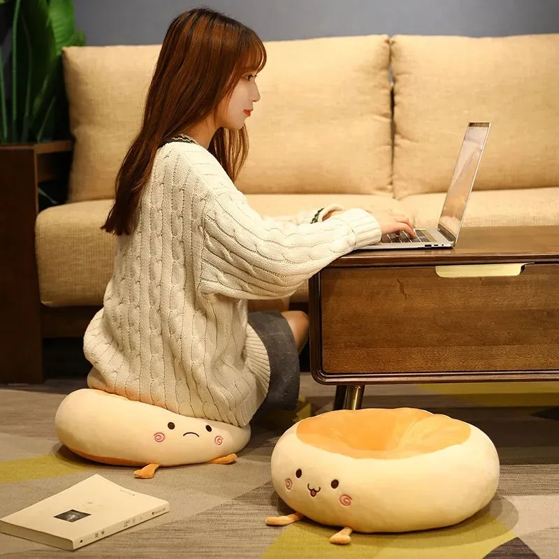 2023 New Creative Toast Bread Futon Lazy Cushion Home Floor Chair Cushion Plush Office Window Tatami Pudding Butt Round Cushions