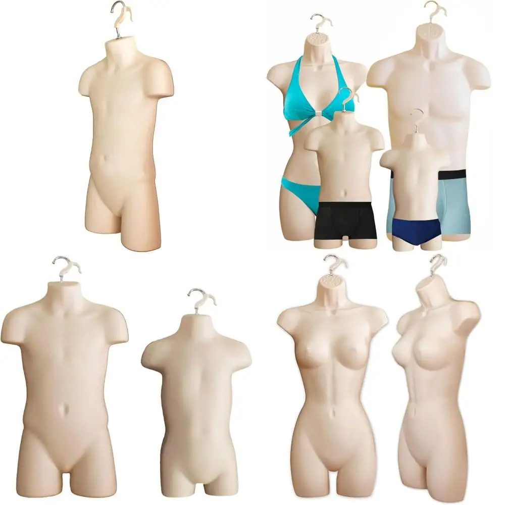

Universal Hanging Mannequin Set for Male, Female, Child, and Toddler - Ideal for Displaying T-Shirts, Shirts, and More in Variou