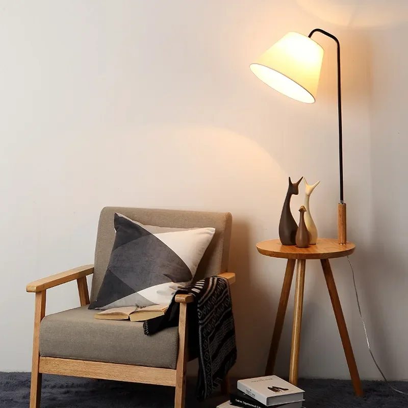 

Modern Smart Wireless Charging Wood Floor Lamp For Living Room Bedroom Reading Study Lighting Tea Table Corner Standing Light