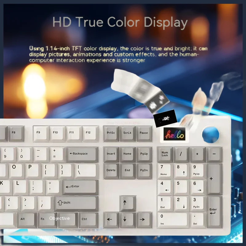 Imagem -02 - Pro Teclado Mecânico com Fio Taxa de Retorno 8k Tela Tft Interruptor Rotativo Pbt Keycap Iluminação Rgb Eixo de Esqui Cinza Dareu-a104