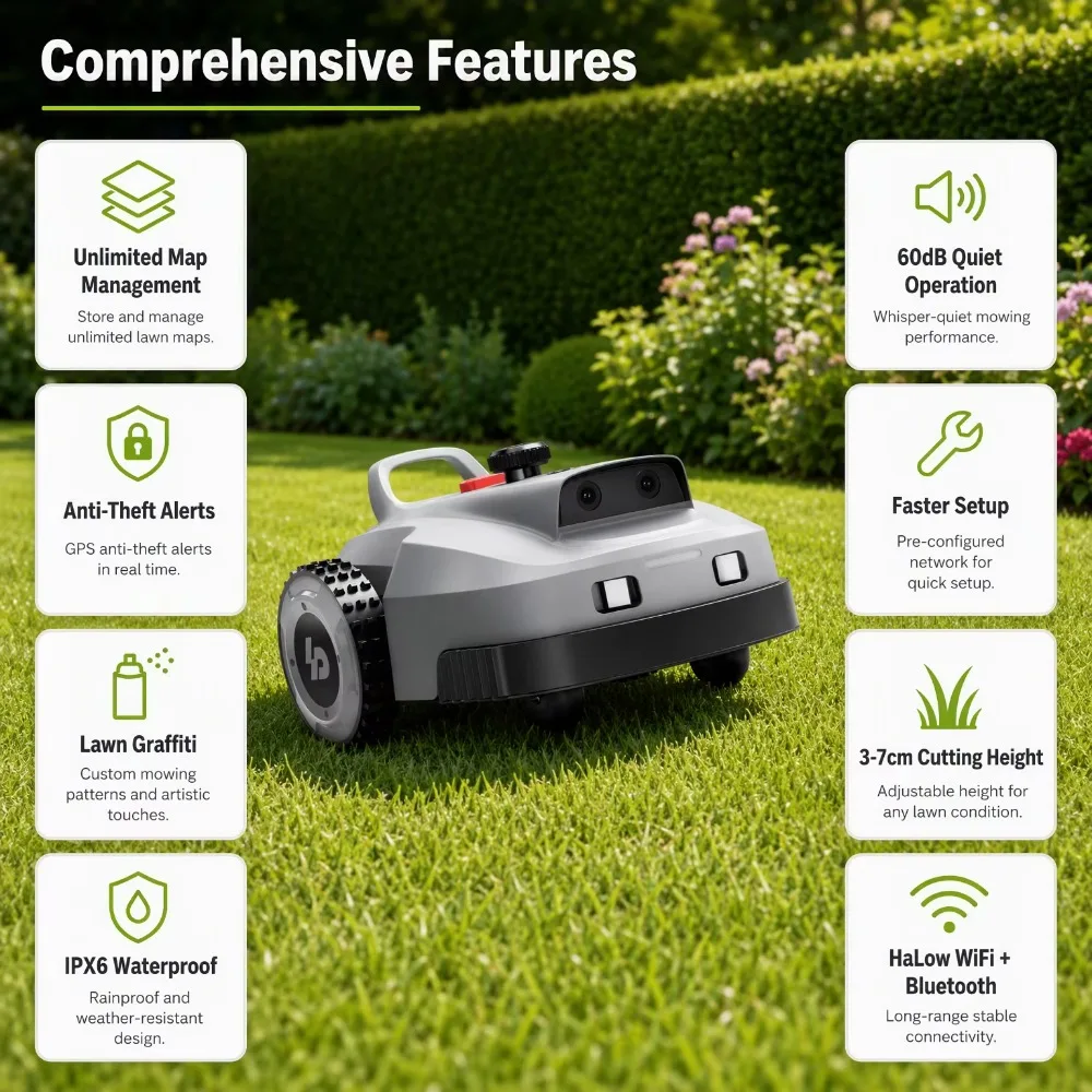 20V Smart Navigation Cordless Electric Lawn Mower with 2-Stroke Engine DIY & Industrial Grade Robot Mower