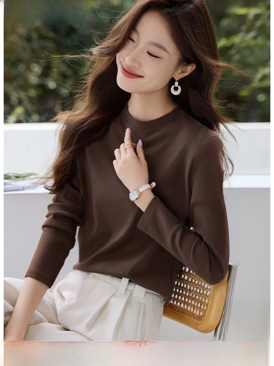 

Удобная повседневная футболка Long Sve, модный базовый слой, простой женский спортивный костюм премиум-класса, осеннее новое поступление