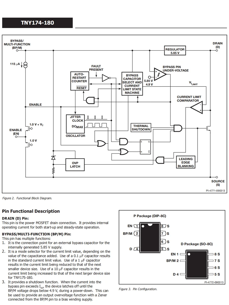 TNY174PN TNY175PN TNY176PN TNY177PN TNY178PN TNY179PN TNY180PN Power management chip Controller and regulator DIP-7 5PCS