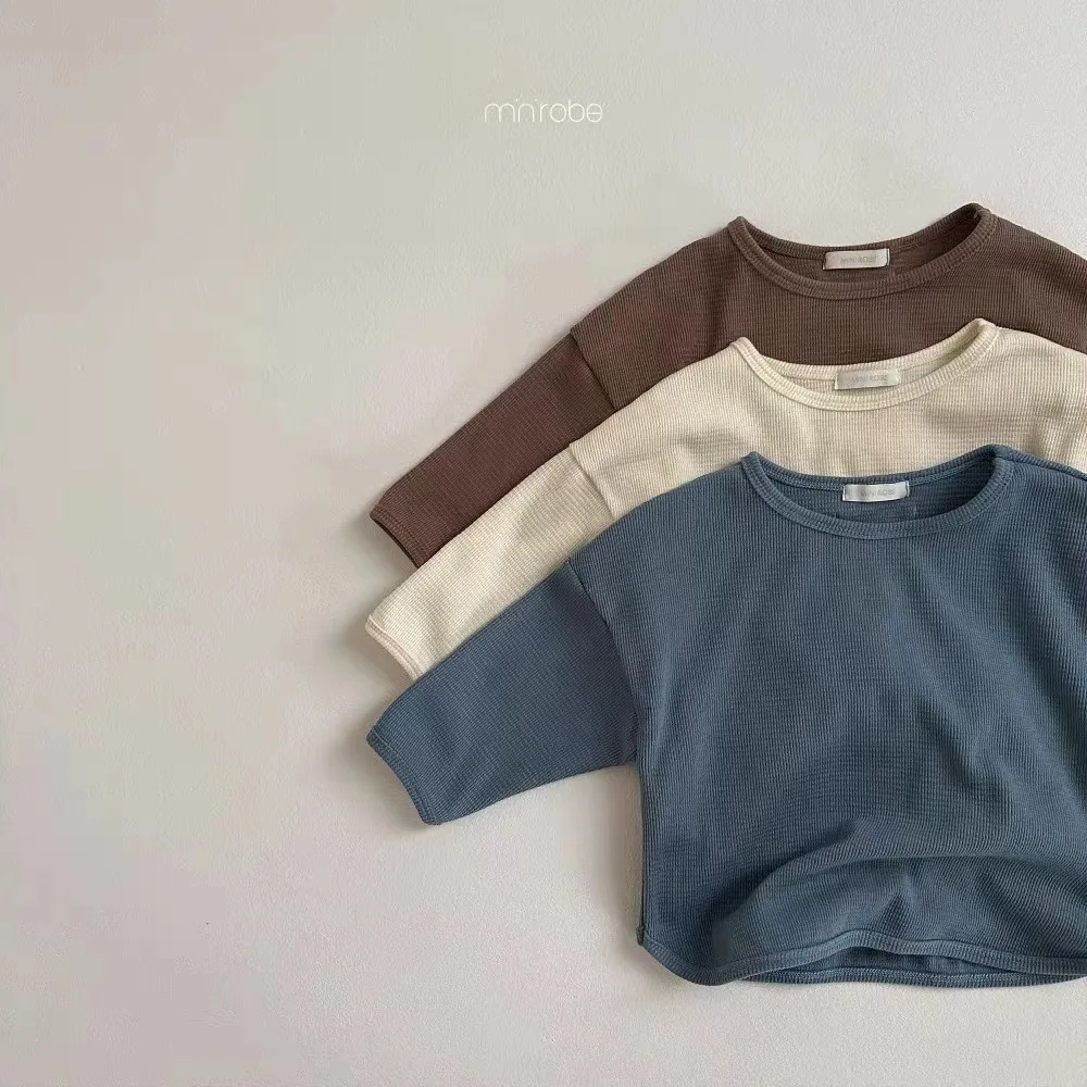 2025 Spring New Baby Long Sleeve T Shirts Solid Simple Infant Boy Versatile Casual Tees Cotton Toddler Girls Bottoming Shirts