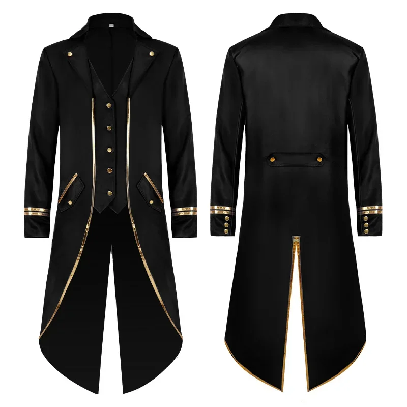 Mens Steampunk Victorian Jacket Gothic Tailcoat คอสเพลย์เครื่องแต่งกาย Vintage Tuxedo Renaissance Pirate ฮาโลวีนเสื้อเครื่องแต่งกาย