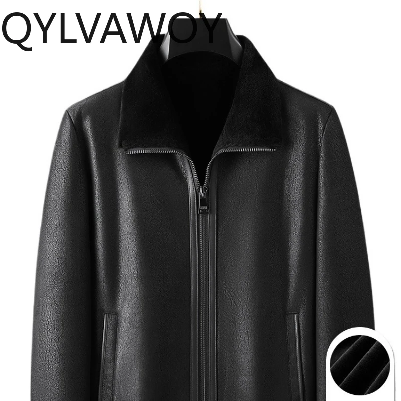 

QYLVAWOY 2025, новинка зимы, 100% шерсть, овчина, овчина, натуральная кожа, мужская куртка, плотная зимняя верхняя одежда, lederjacke herren LJ2639