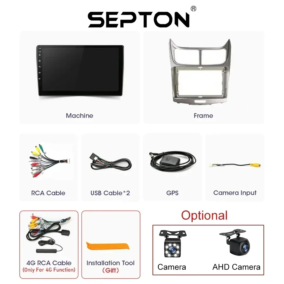 SEPTON Android 2Din Radio estéreo de coche para Chevrolet Sail 2009 - 2014 GPS CarPlay reproductor Multimedia unidad principal de navegación 4G 8core