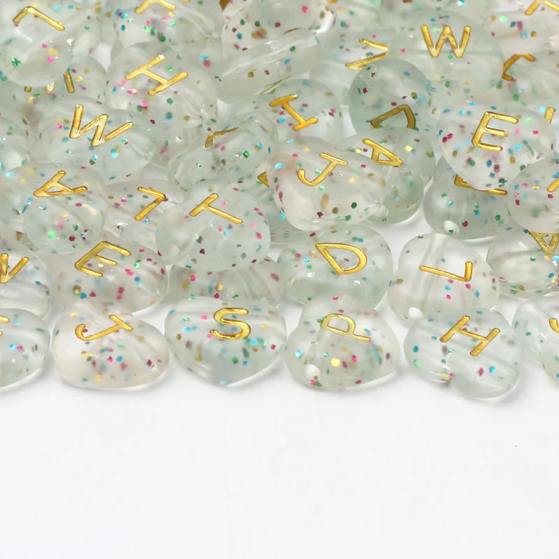 50pcs Glitter Gold Color Letter Beads Flower Shape Alphabet Acrylic Beads For Jewelry Making Crafts Charm Diy Earrings Bracelets
