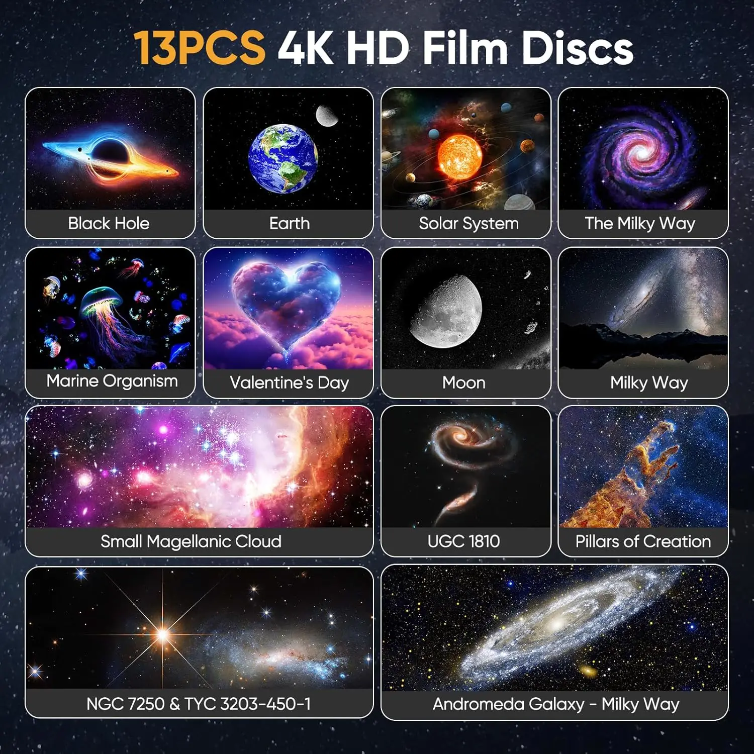 13 في 1 الترا واضح قنديل البحر العارض مصباح غالاكسي النجوم الدورية ليلة ضوء الإسقاط غرفة نوم ديكور الحفلات هدية للأطفال