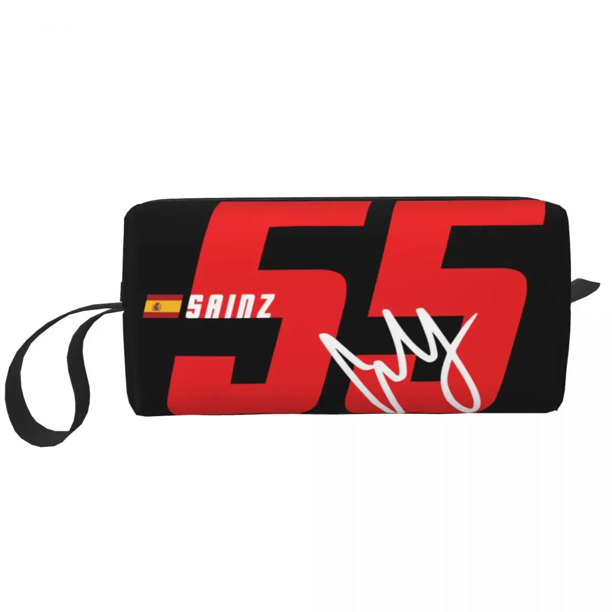 Custom Carlos Sainz 55 Formula Racing Driver Travel Cosmetic Bag Women Toiletry Makeup Organizer Lady Beauty Storage Dopp Kit