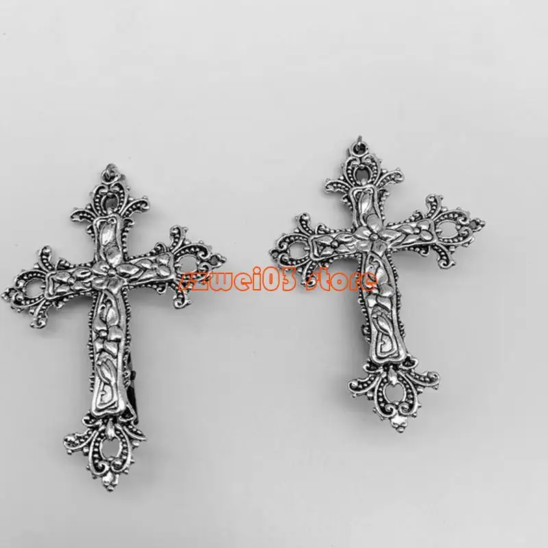 

D46C Girls Hair Clip for Cross Hairpin Alloy Hair Pin Antique Silver Color