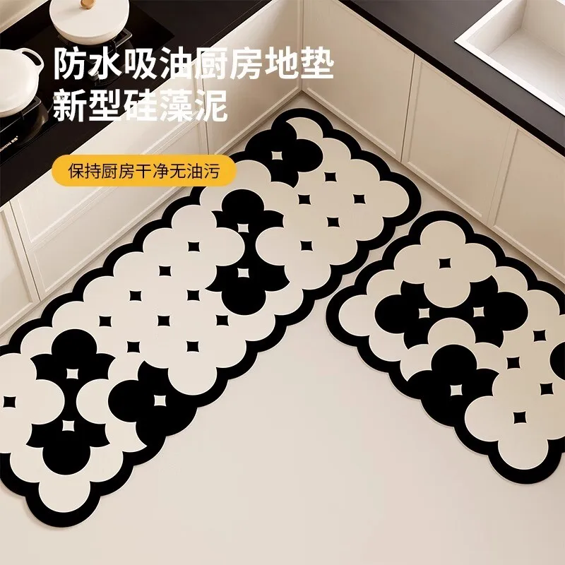 The floor mat is oil-proof and non-slip, and can be scrubbed. Special kitchen floor mat absorbs water and can be cut