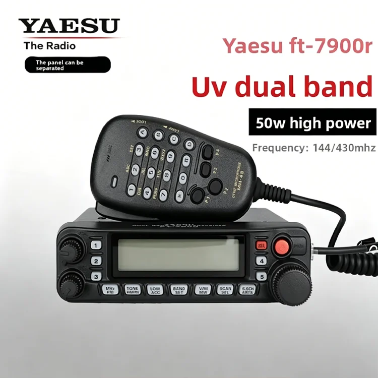 Professional Long Range High Power 2Meter 70cm Amateur Car Transceiver 50W Dual Band VHF 50km FT-7900R Replacement Mobile Radio