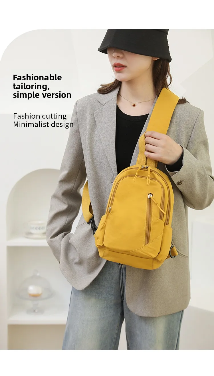 Neue Einfarbig Lässige Umhängetasche Leichte Wasserdichte Nylon Unisex Schulter Sling Rucksack Große Kapazität Reisetasche – Detail 6