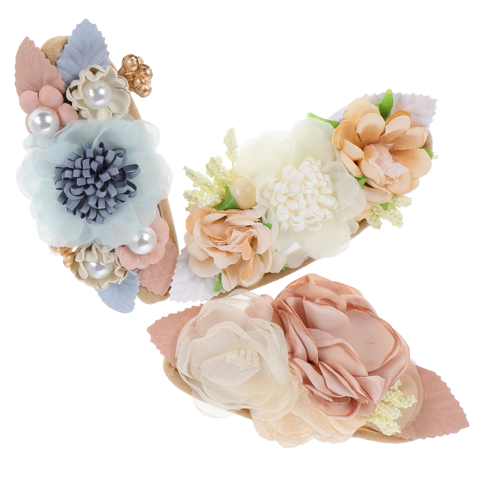 

3pcs Simulated Flower Headband Baby Newborn Infant Hairband Elastic Soft Floral Bow Costume Party Daily Use Safe for Girls