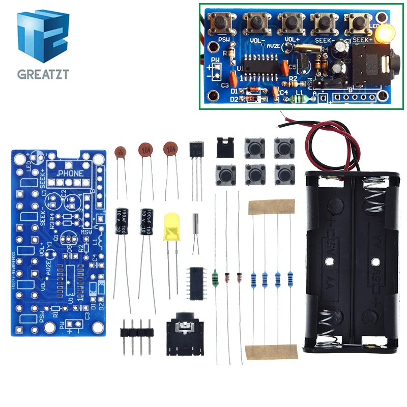 GREATZT 1/2PCS DIY Electronic Kits Wireless Stereo FM Radio Receiver Module 76MHz-108MHz DC 1.8V-3.6V